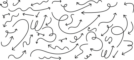 Collection of arrows on white background