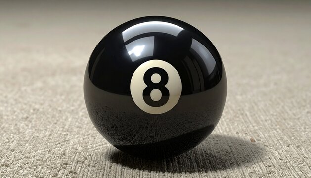 Glossy Black 8-Ball on Textured Surface