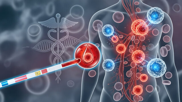 Cancer screening and blood test for early detection of malignant cells in a human body caused by car