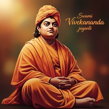 Swami Vivekananda Jayanti Hindu Monk in Saffron Robes Digital Art