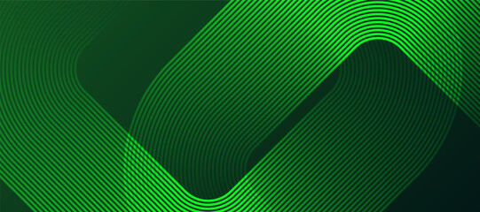 Abstract green background with glowing geometric lines. Modern gradient rounded square lines pattern. Futuristic concept. © MdMorad