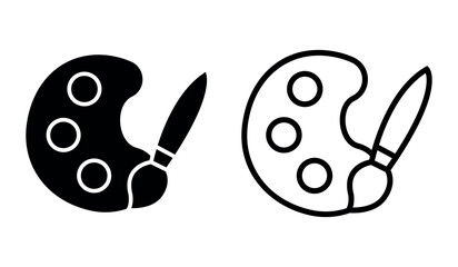 Minimalist art paintbrush Symbol vector icon set. Solid and line vector illustration.