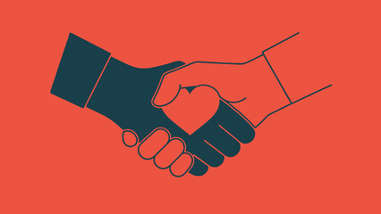 Fototapeta premium Business People Shaking Hands on Vibrant Red Background