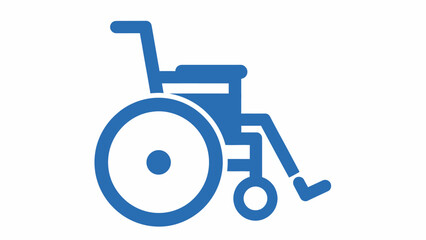 Blue Wheelchair Icon, Symbolizing Mobility Assistance and Accessibility for People with Disabilities, Isolated White Background