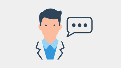 Professional Thoughtful Conversation: A vector illustration of a professional with a thought bubble. Conveying clear and concise communication.
