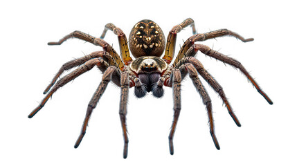 Large Wolf Spider Isolated on White Background

