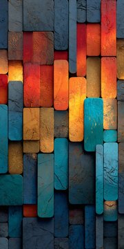 Abstract geometric pattern forming a vibrant textured wall