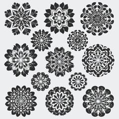 Vintage Floral Mandala Silhouette Set 