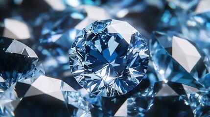 Stunning blue diamond surrounded by sparkling gemstones