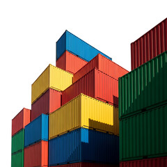 Fototapeta premium Stacked Colorful Shipping Containers