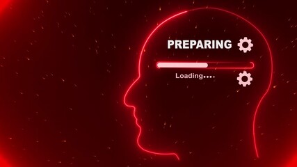 Human Head Profile With Preparing loading in Mind. Business creativity and Innovation concept. 4k video Abstract Illustration for creative thinking, strategic planning technology, Futuristic vision. - Powered by Adobe