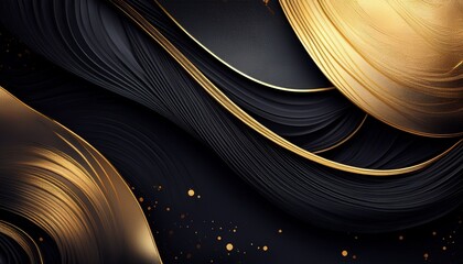 elegant dark abstract backdrop with golden accents and text space
