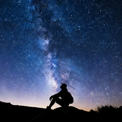 Milky Way Observer Beneath Starry Sky
