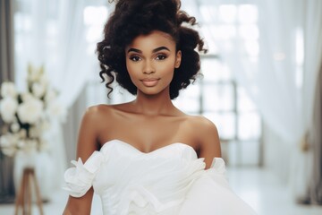 Portrait of a beautiful black bride girl