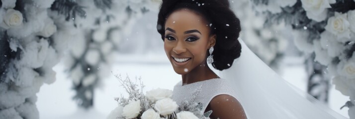 Portrait of a beautiful black bride girl