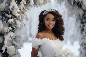 Portrait of a beautiful black bride girl