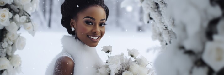 Portrait of a beautiful black bride girl