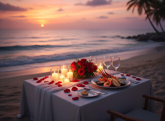 Elegant romantic dinner setup creating unforgettable Valentine night memories together