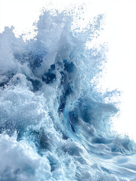 AI generator images of The large waves crashing down created beautiful splashes and sprays. Large waves that are breaking into foam, especially in areas with strong winds or stormy weather.