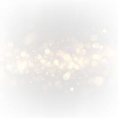 Golden bokeh sparkle dust light explosion overlay. PNG