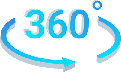 3D 360 Degree Rotation Icon Isolated on Transparent Background