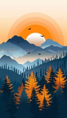 Mystical witch soaring over an autumn forest under a glowing moon   a fantasy illustration