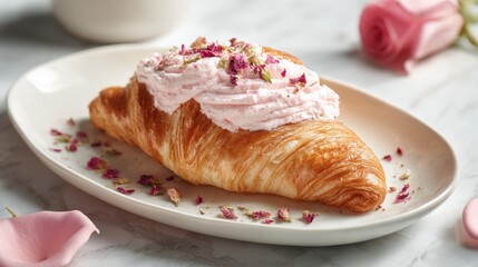 Croissant with cream dessert