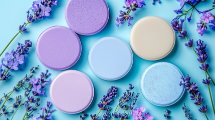 Minimalist flat lay of skincare items on a pastel background showcasing beauty and wellness theme