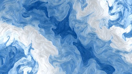 Fototapeta premium Abstract Swirling Blue and White Fluid Art Background.