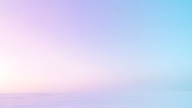 Soft pastel gradient background transitioning from pink to light blue resembling a peaceful winter dawn or horizon.