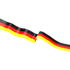 Horizontal and wavy German flag ribbon 3D Icon Illustration. Low Poly Style