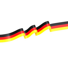 Horizontal and swirling German flag ribbon 3D Icon Illustration. Low Poly Style