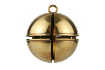 A gold cloche with a handle and divided sections shiny metal isolated on a transparent background