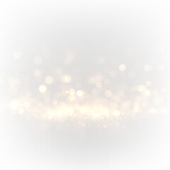 Obraz premium Golden bokeh sparkle dust light explosion overlay. PNG