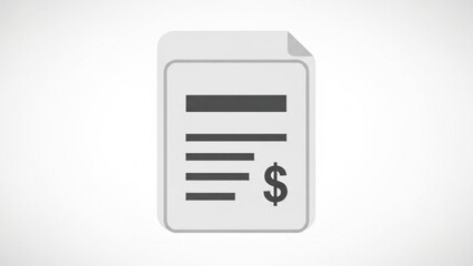 Bill Document Icon with Dollar Sign and Text Lines, Flat Design