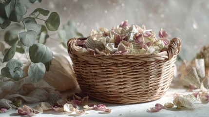 Woven basket of dried petals
