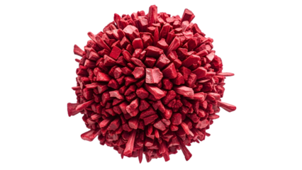 Red crystalline structure ball isolated on a transparent background
