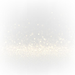 Golden bokeh sparkle dust light explosion overlay. PNG