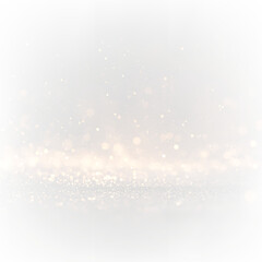Golden bokeh sparkle dust light explosion overlay. PNG
