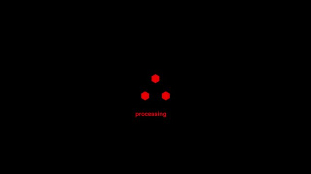 Circle loading animation on a black background. circle 3 dot animation with process text animation
