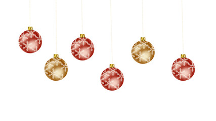 Red and golden Christmas ornate balls hanging garland for Christmas decoration elements PNG