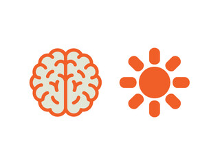 Brain and Sun Symbols Illustration