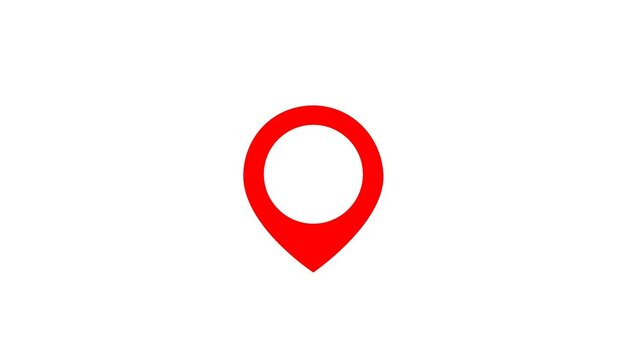 Animated red map pin icon for navigation apps digital maps and GPS tracking services on a white background for modern user interface design projects.
