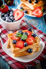 Waffles with berries.