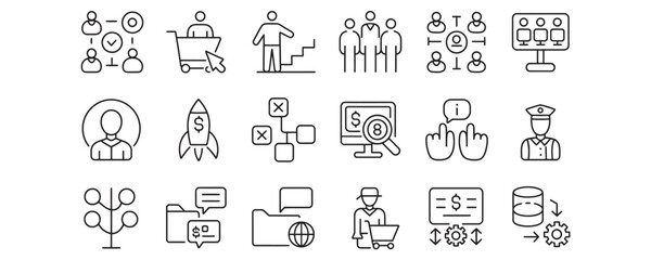 Business icons for marketing, technology, and communication needs