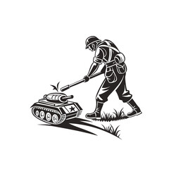 Anti-Tank Land Mine Silhouette Symbol.