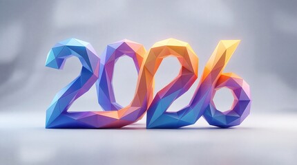 Vibrant 2026 colorful polygonal numbers in modern design
