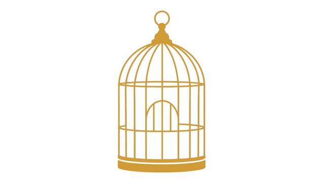 A golden birdcage illustration against a clean white background simplicity defined