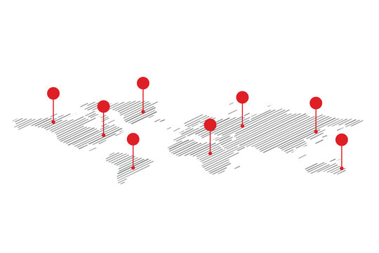 World Map with Infographic Markers Vector