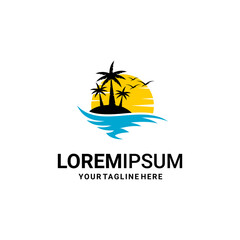 Beach sunset design on white background 